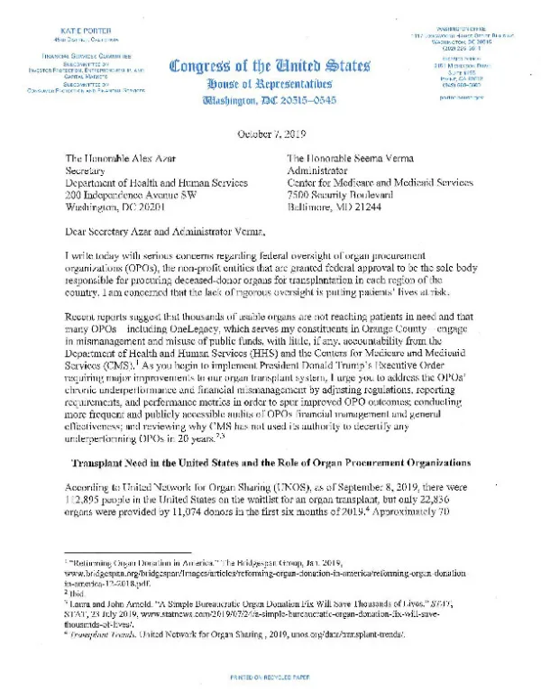 Porter letter to hhs cms re opos