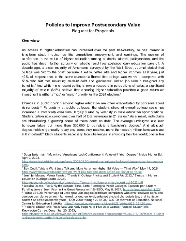 Postsecondary Value RFP FINAL
