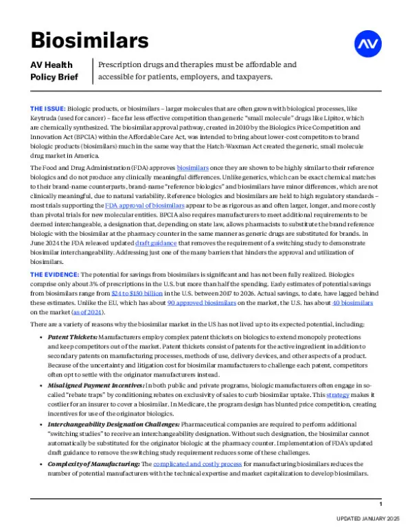 AV Policy Brief Biosimilars