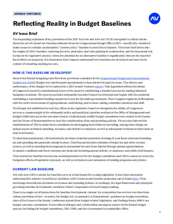 AV Public Finance Budget Baselines
