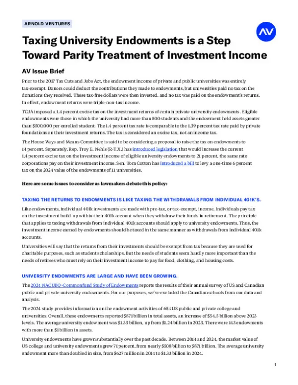 Taxing University Endowments