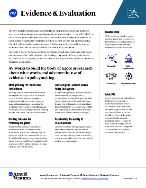 Arnold Ventures - Evidence & Evaluation - Overview