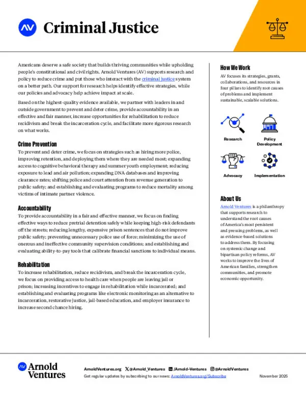 Arnold Ventures - Criminal Justice - Overview