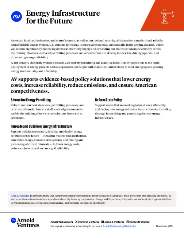 Arnold Ventures - Infrastructure - Energy