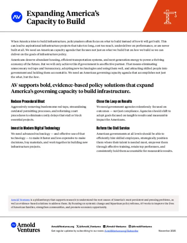 Arnold Ventures - Infrastructure - Capacity