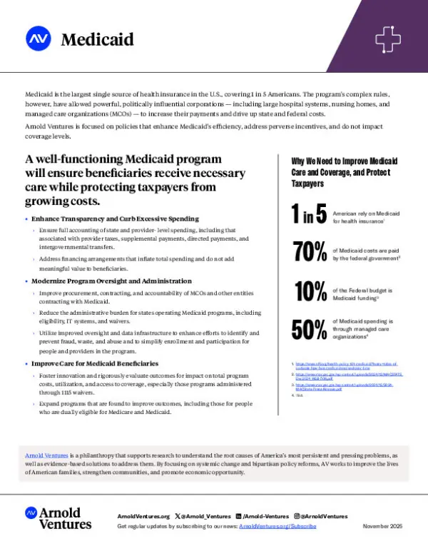 Arnold Ventures - Health Care - Medicaid