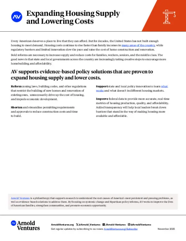 Arnold Ventures - Infrastructure - Housing