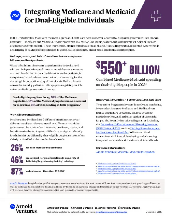 Integrating Medicare and Medicaid for Dual-eligible Individuals